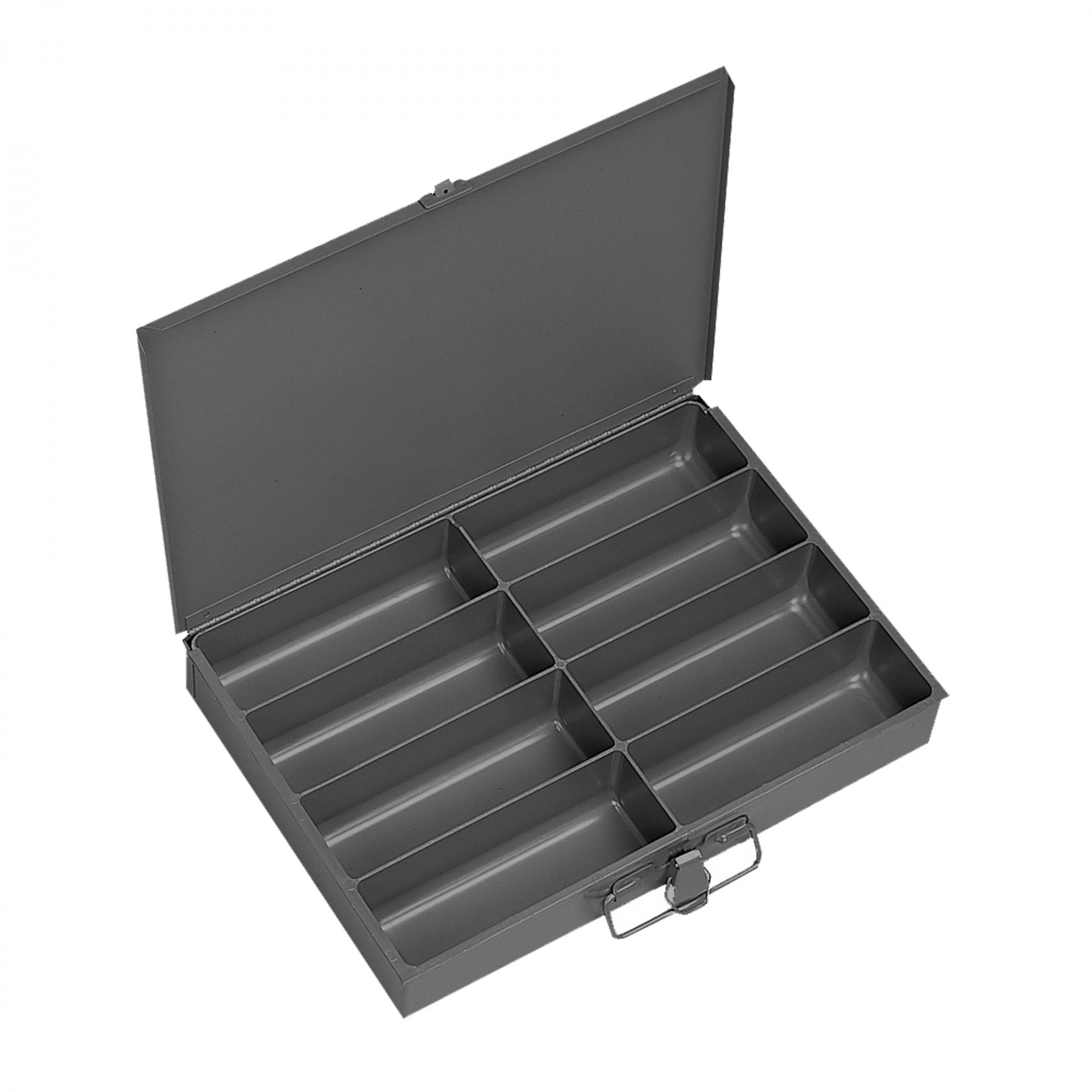 Small Steel Compartment Box, 8 Compartments, Gray